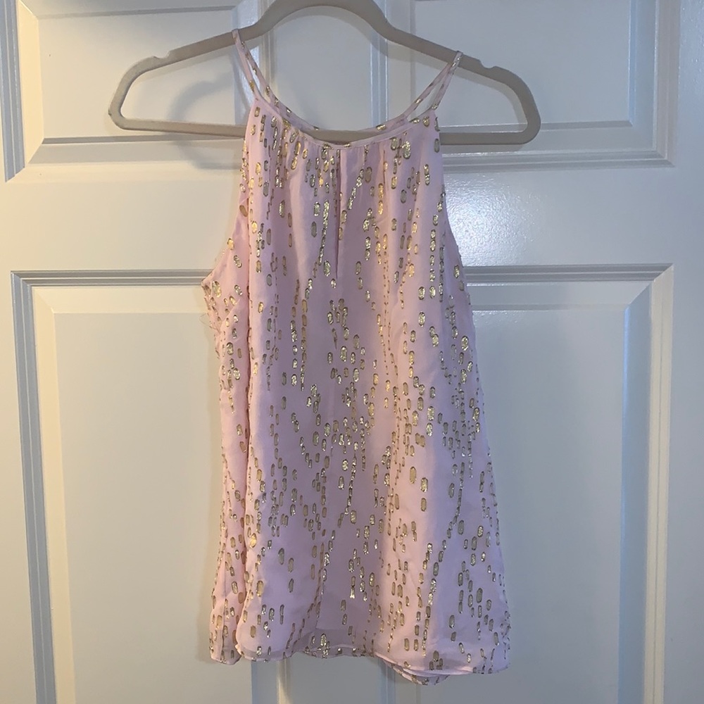 Lilly Pulitzer light pink with gold accent silk shirt